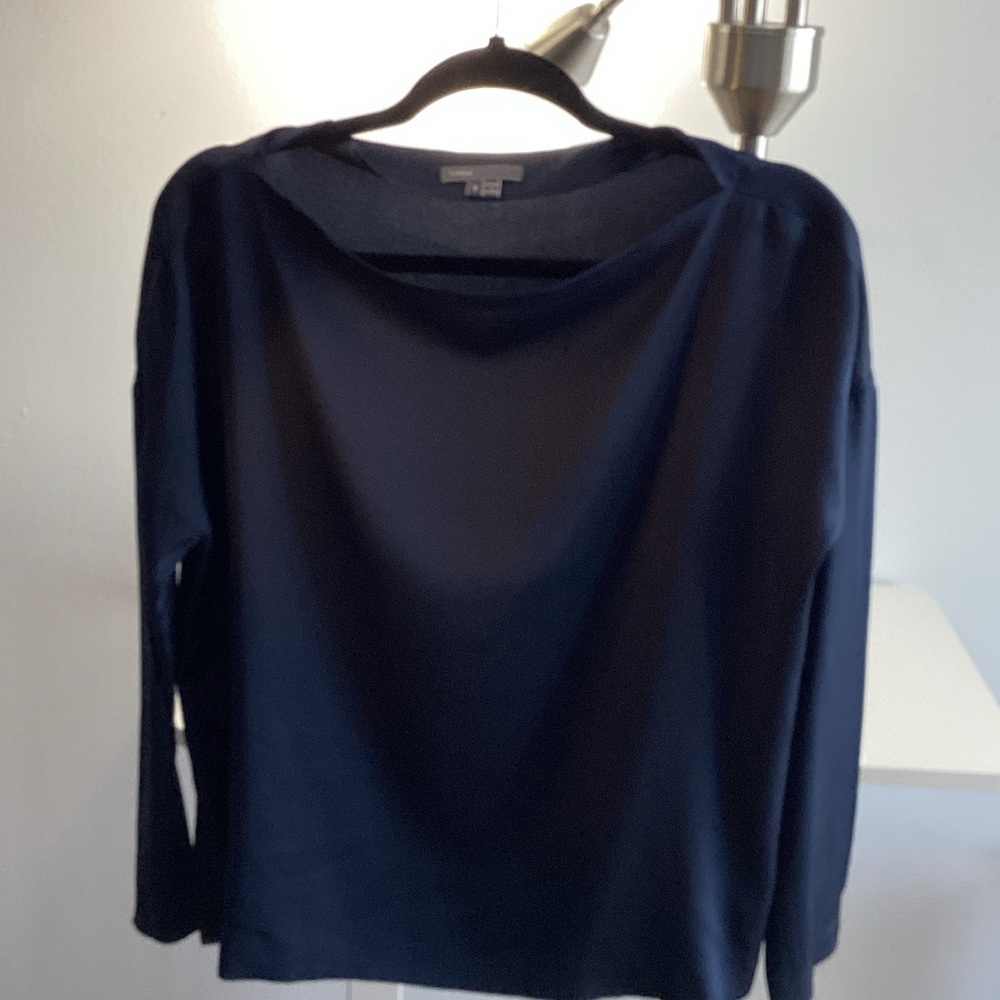 VINTAGE Vince Navy Blue SILK blouse
